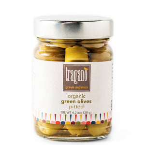 Tragano Greek Organics - Premium Small-Batch Pitted Green Olives