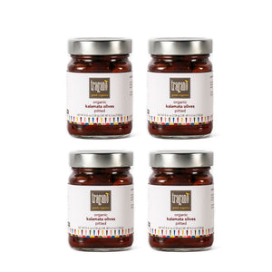 Tragano Greek Organics - Premium Small-batch Pitted Kalamata Olives, 4 pack combo