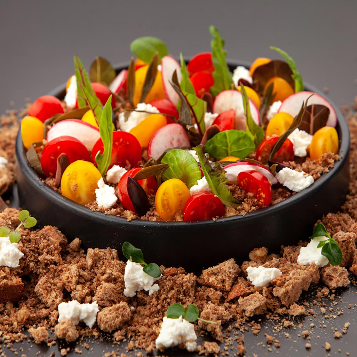 Chef Aostolos Altanis tomato and feta dakos salad with herbs 