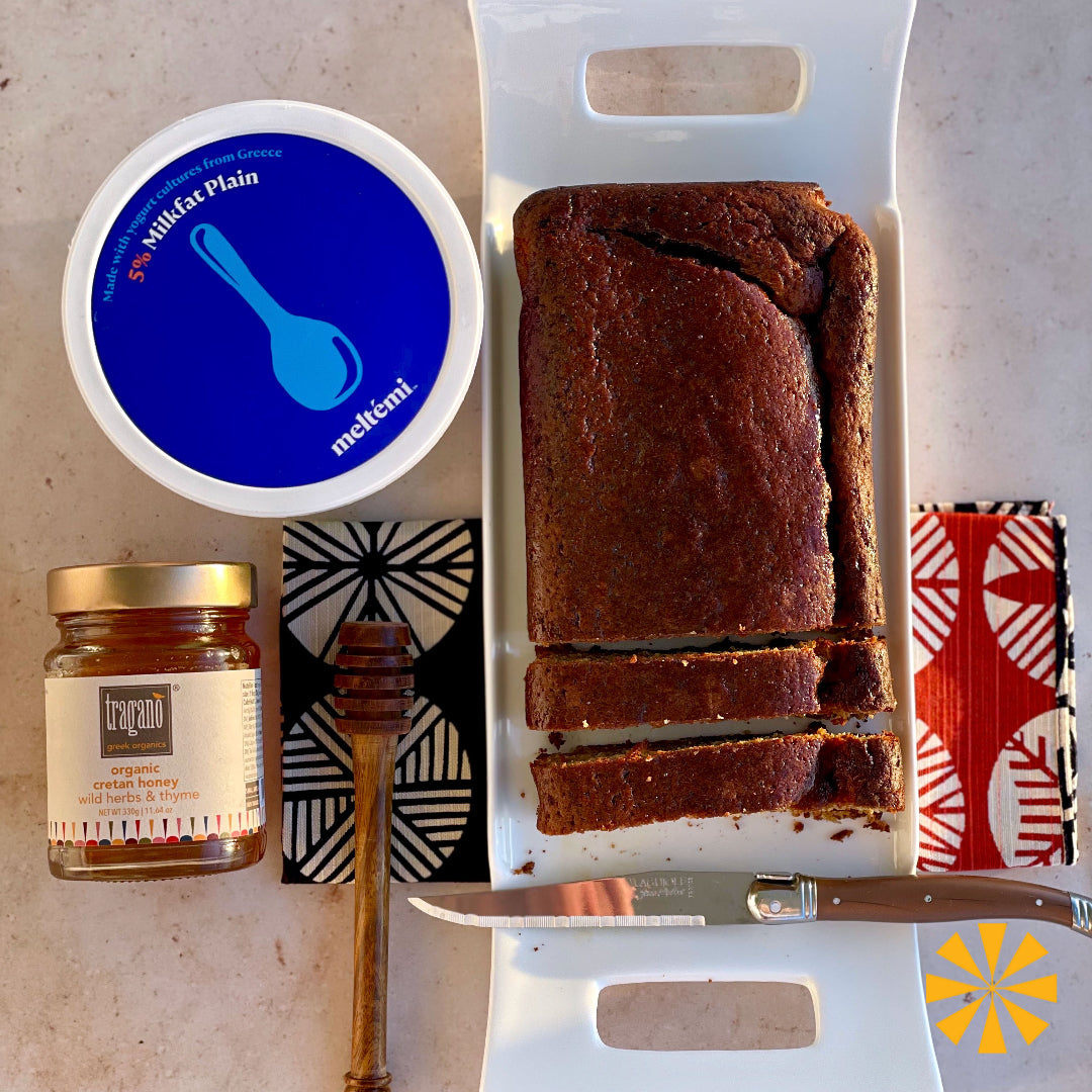 Banana Bread with Greek Yogurt and honey glazing by Zelos Authentic Greek Artisan