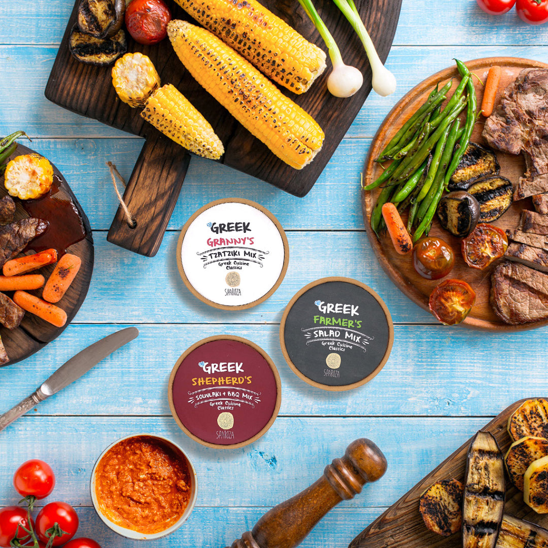 Greek Grilling products, dips and spices from zelos authentic greek artisan