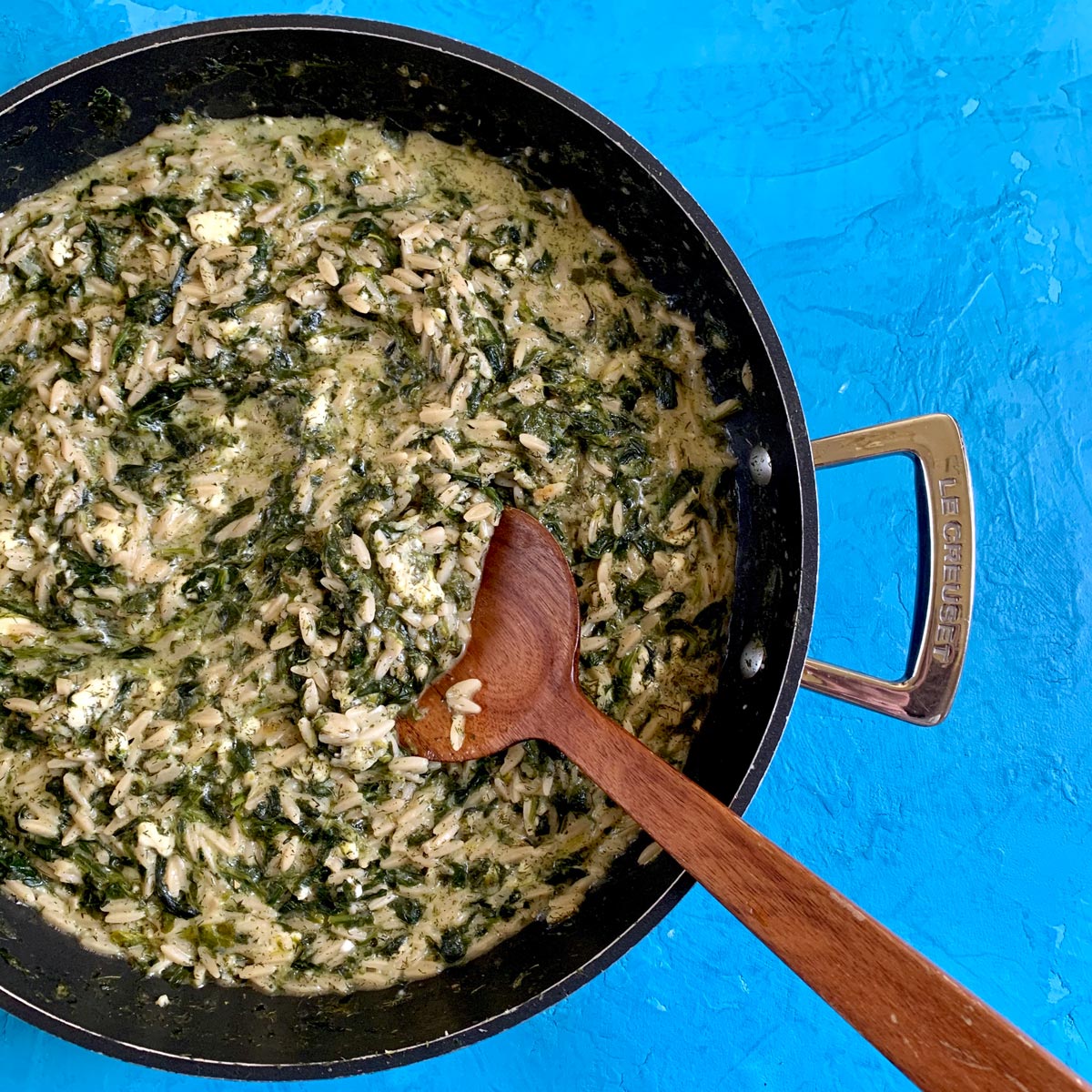A delicious Greek orzo one-skillet dinner