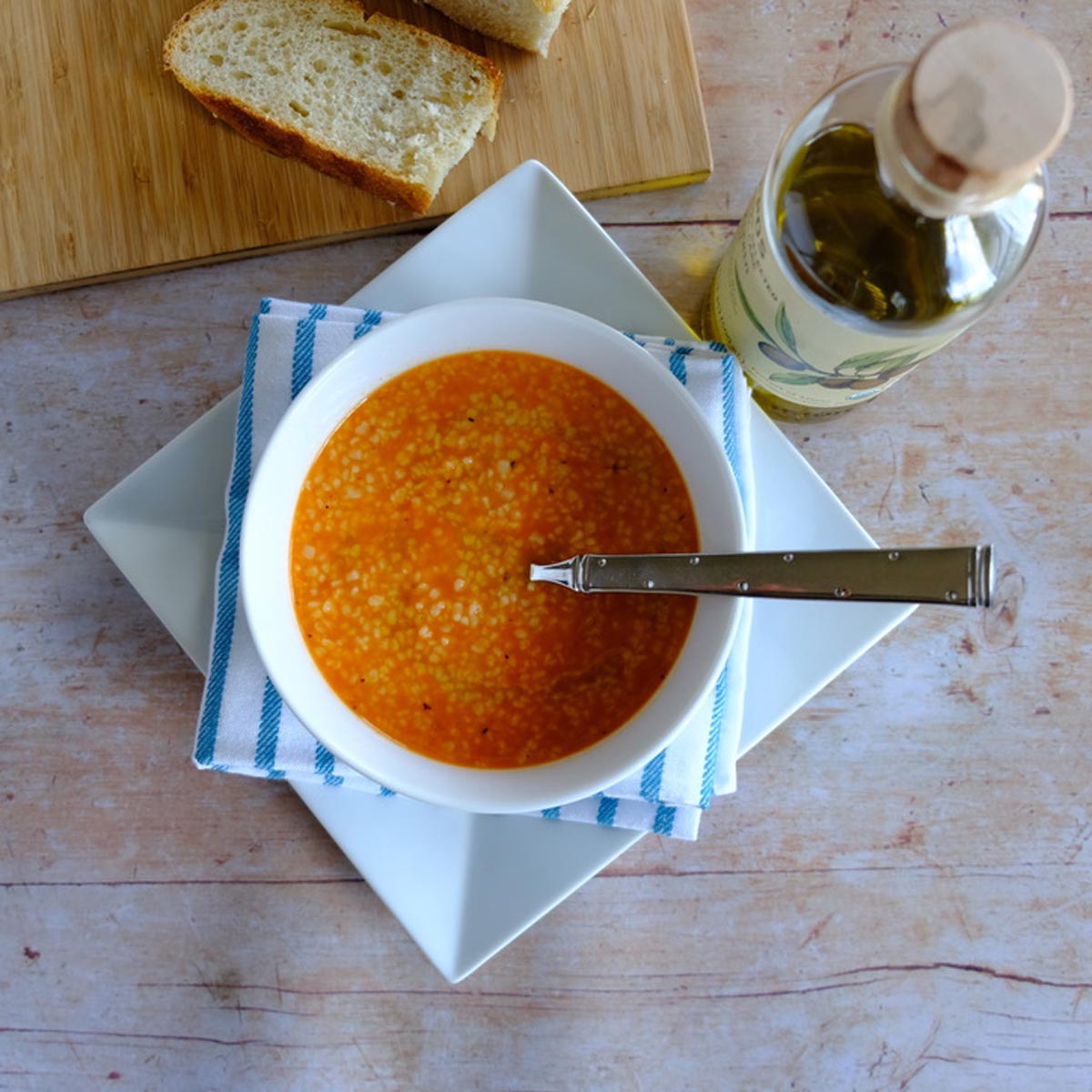 Easy night soup meal kit, a healthy meal with spicy Greek trahana soup, all-natural veggie spread and spices with orange zest