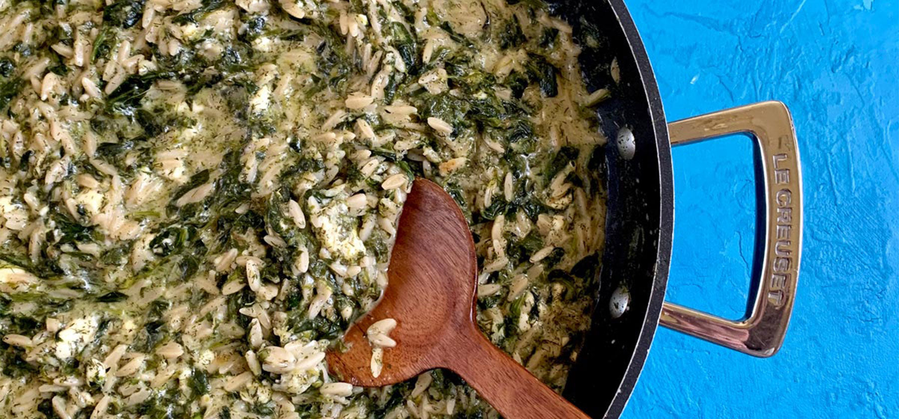 One skillet orzo easy dinner with spinach & feta