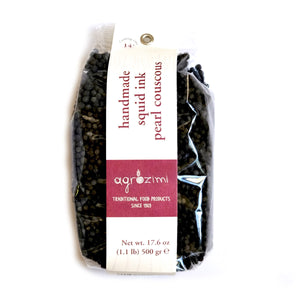 Agrozimi Handmade Squid Ink Pearl Couscous. All Natural Greek Pasta.