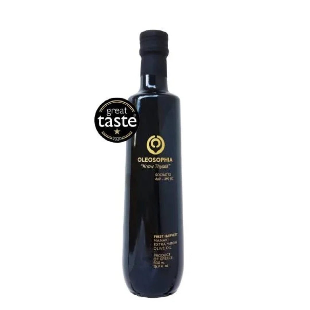 Extra Virgin Olive Oil, Early Harvest Manaki Monovarietal, from Oleosophia