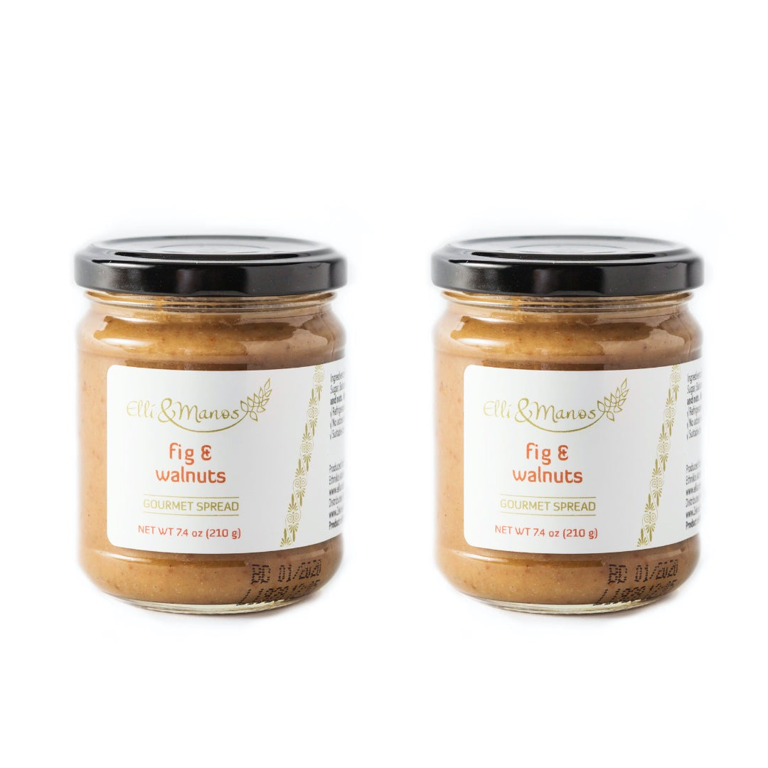 Elli & Manos Fig & Walnuts Gourmet Spread. All-natural & Artisanal, 2-pack combo