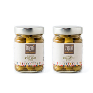 Tragano Greek Organics Pitted Green Olives, 2 pack combo