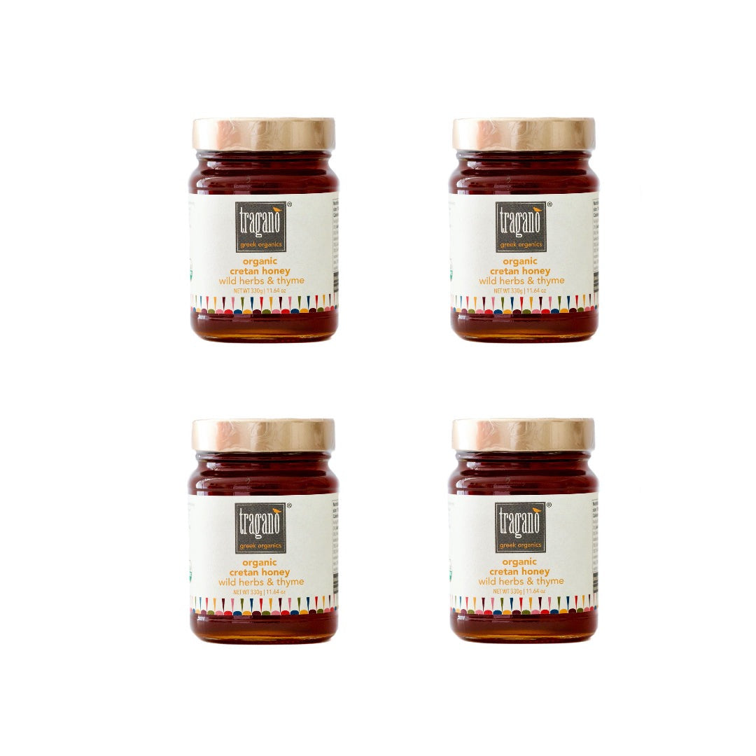 Tragano Greek Organics organic cretan honey from Greece, 4 pack combo